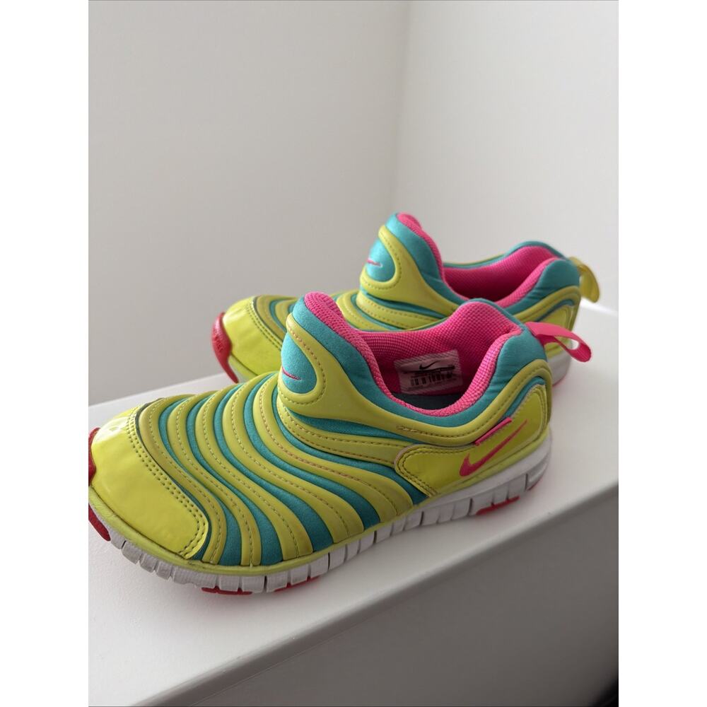 Nike Free Lime Green Pink Teal Kids Preschool Casual Shoes Size 3Y (7-10 yo) - Picture 4 of 10